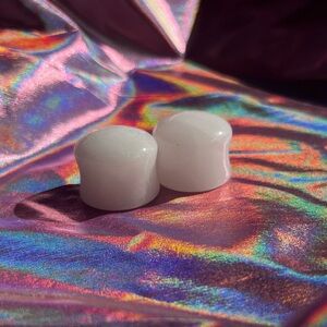 Diablo Organics White Cloudy Quartz Double Flared Plugs in 19mm